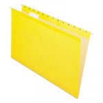 Colored Reinforced Hanging Folders, Legal Size, 1/5-Cut Tab, Yellow, 25/Box