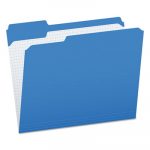 Double-Ply Reinforced Top Tab Colored File Folders, 1/3-Cut Tabs, Letter Size, Blue, 100/Box