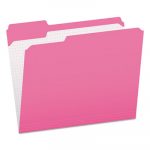 Double-Ply Reinforced Top Tab Colored File Folders, 1/3-Cut Tabs, Letter Size, Pink, 100/Box