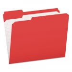 Double-Ply Reinforced Top Tab Colored File Folders, 1/3-Cut Tabs, Letter Size, Red, 100/Box