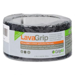 LavaGrip Anti-Slip Adhesive Strips, 2" x 48", Black