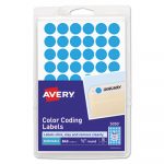 Handwrite Only Self-Adhesive Removable Round Color-Coding Labels, 0.5" dia., Light Blue, 60/Sheet, 14 Sheets/Pack
