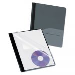 Clear Front Report Cover, CD Pocket, 3 Fasteners, Letter, Black, 25/Box
