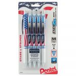 EnerGel RTX Retractable Gel Pen, 0.7mm, Black Ink, Red/White/Blue Barrel, 5/Pack
