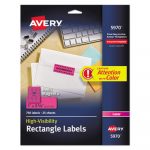 High-Visibility ID Labels, Laser Printers, 1 x 2.63, Neon Magenta, 30/Sheet, 25 Sheets/Pack