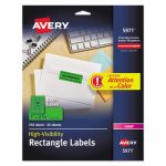 High-Visibility ID Labels, Laser Printers, 1 x 2.63, Neon Green, 30/Sheet, 25 Sheets/Pack