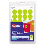 Printable Self-Adhesive Removable Color-Coding Labels, 0.75" dia., Neon Yellow, 24/Sheet, 42 Sheets/Pack