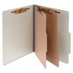 Pressboard Classification Folders, 2 Dividers, Legal Size, Mist Gray, 10/Box