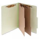 Pressboard Classification Folders, 2 Dividers, Legal Size, Leaf Green, 10/Box