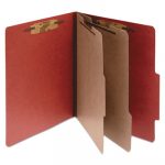 Pressboard Classification Folders, 2 Dividers, Legal Size, Earth Red, 10/Box