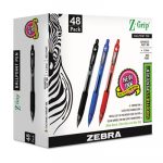 Z-Grip Retractable Ballpoint Pen, Medium 1mm, Assorted Ink/Barrel, 48/Pack