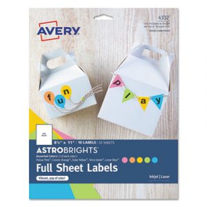 Color Easy Peel Labels, 8.5 x 11, Assorted, 10/Pack