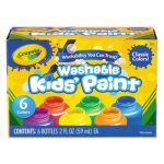 Washable Paint, 6 Colors, Blue/Green/Orange/Red/Violet/Yellow, 2 oz