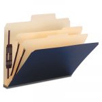 Colored Top Tab Classification Folders, 2 Dividers, Letter Size, Dark Blue, 10/Box