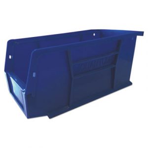 Plastic Stacking and Hanging Parts Bin, 3w x 7.4d x 4.1h, Blue, 24/Pack