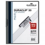 Vinyl DuraClip Report Cover, Letter, Holds 30 Pages, Clear/Graphite, 25/Box