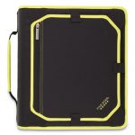 Zipper Binder and Expansion Panel, 3 Rings, 2" Capacity, 11 x 8.5, Black/Yellow