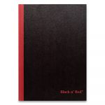 Harcover Casebound Notebooks, 1 Subject, Wide/Legal Rule, Black/Red Cover, 9.88 x 7, 96 Pages