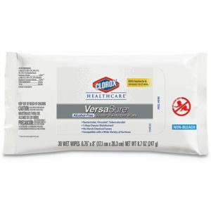 VersaSure Cleaner Disinfectant Wipes, 1-Ply, 6 3/4" x 8", White, 30 Towels/Pouch