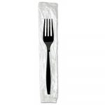 Individually Wrapped Forks, Plastic, Black, 1000/Carton