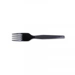 Plastic Cutlery, Heavy Mediumweight Forks, Black, 1000 per Carton