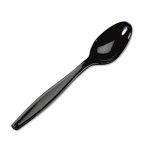 Plastic Cutlery, Heavyweight Teaspoons, Black, 1000/Carton