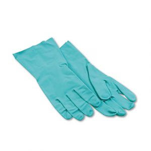 Nitrile Flock-Lined Gloves, Large, Green, Dozen
