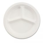 Paper Dinnerware, 3-Comp Plate, 9 1/4" dia, White, 500/Carton