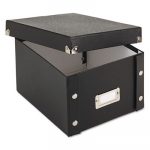 Collapsible Index Card File Box, Holds 1,100 5 x 8 Cards, Black