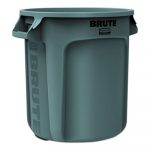 Round Brute Container, Plastic, 10 gal, Gray
