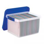 Heavy Duty Plastic File Storage, 14 x 17 3/8 x 10 1/2, Letter/Legal, Clear/Blue