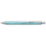 EnerGel Alloy RT Retractable Gel Pen, Medium 0.7mm, Black Ink, Aquamarine Barrel