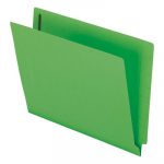 Colored Reinforced End Tab Fasteners Folders, Straight Tab, Letter Size, Green, 50/Box