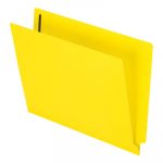Colored Reinforced End Tab Fasteners Folders, Straight Tab, Letter Size, Yellow, 50/Box