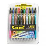 G2 Premium Retractable Gel Pen, Fine 0.7mm, Assorted Ink/Barrel, 20/Set