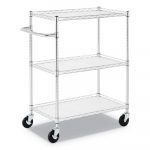 3-Shelf Wire Cart with Liners, 34 1/2" x 18" x 40", Silver, 600 lbs Capacity