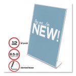 Classic Image Slanted Sign Holder, 8 1/2" x 11", Clear Frame, 12/Pack