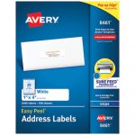 Easy Peel White Address Labels w/ Sure Feed Technology, Inkjet Printers, 1 x 4, White, 20/Sheet, 100 Sheets/Box
