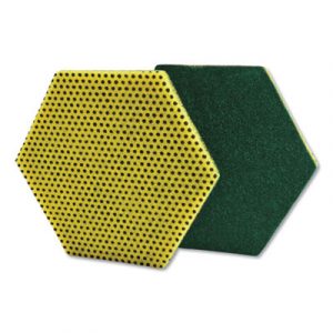 Dual Purpose Scour Pad, 5" x 5", Gray/Yellow, 15/Carton