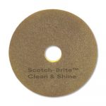 Clean and Shine Pad, 17" Diameter, Yellow/Gold, 5/Carton
