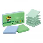 Pop-up Recycled Notes in Bora Bora Colors, 3 x 3, 90-Sheet, 6/Pack