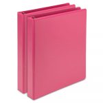 Earth?s Choice Biobased Durable Fashion View Binder, 3 Rings, 1" Capacity, 11 x 8.5, Berry, 2/Pack