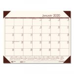 EcoTones Cream/Brown Monthly Desk Pad Calendar, 18 1/2 x 13, 2020