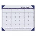 Recycled EcoTones Ocean Blue Monthly Desk Pad Calendar, 22 x 17, 2020