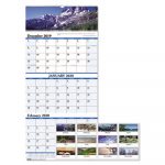 Recycled Scenic Landscapes Three-Month/Page Wall Calendar, 12.25 x 26, 2019-2021