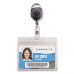Resealable ID Badge Holder, Cord Reel, Horizontal, 3 3/4 x 2 5/8, Clear, 10/Pack