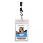 Resealable ID Badge Holder, Lanyard, Vertical, 2 5/8 x 3 3/4, Clear, 20/Pack