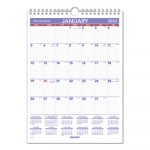 Monthly Wall Calendar with Ruled Daily Blocks, 8 x 11, White, 2020