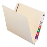 Reinforced End Tab File Folders with Two Fasteners, Straight Tab, Letter Size, Manila, 50/Box