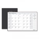 Recycled Ruled Planner with Stitched Leatherette Cover, 11 x 8 1/2, Black, 2019-2021